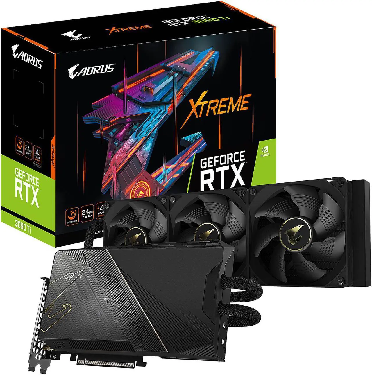 Alt view image 9 of 9 - GIGABYTE AORUS GeForce RTX 3090 Ti XTREME WATERFORCE 24GB GDDR6X PCI Express 4.0 ATX Video Card GV-N309TAORUSX W-24GD