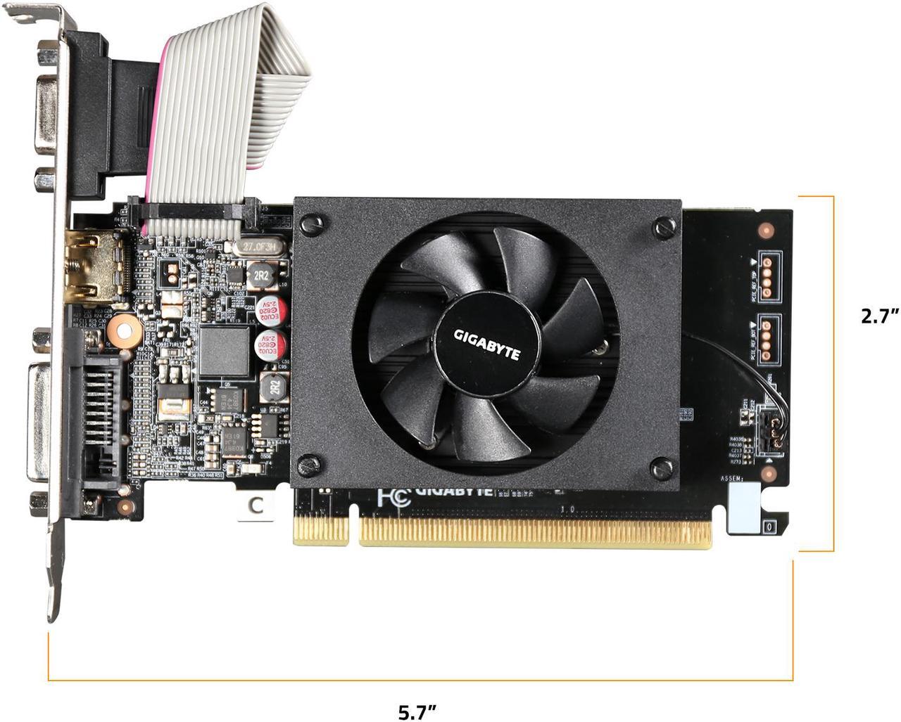 Alt view image 5 of 8 - GIGABYTE GeForce GT 710 2GB GDDR3 PCI Express 2.0 x8 ATX Video Card GV-N710D3-2GL REV2.0