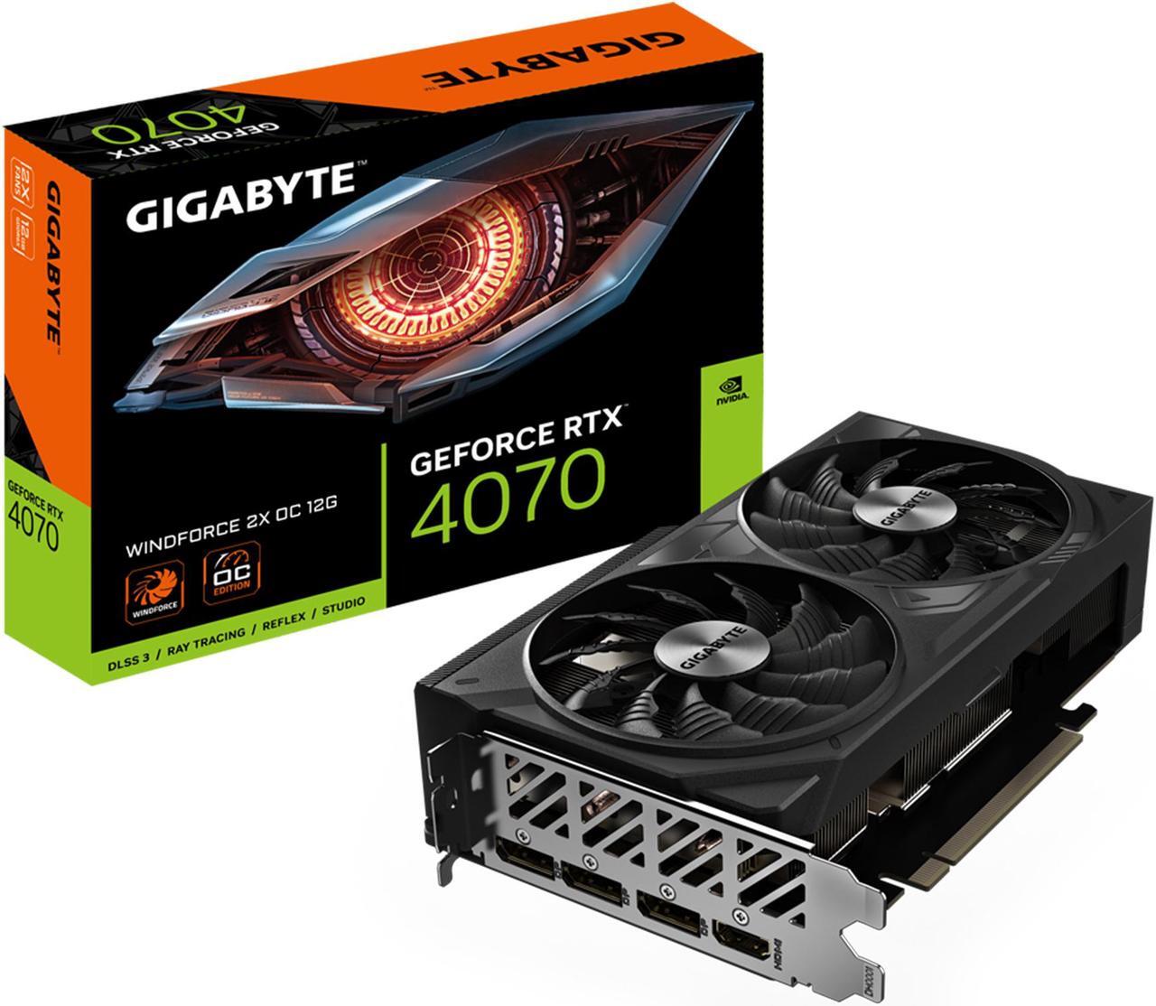 Alt view image 9 of 9 - GIGABYTE GeForce RTX 4070 WINDFORCE 2X OC 12G Graphics Card, 2x WINDFORCE Fans, 12GB 192-bit GDDR6X, GV-N4070WF2OC-12GD Video Card
