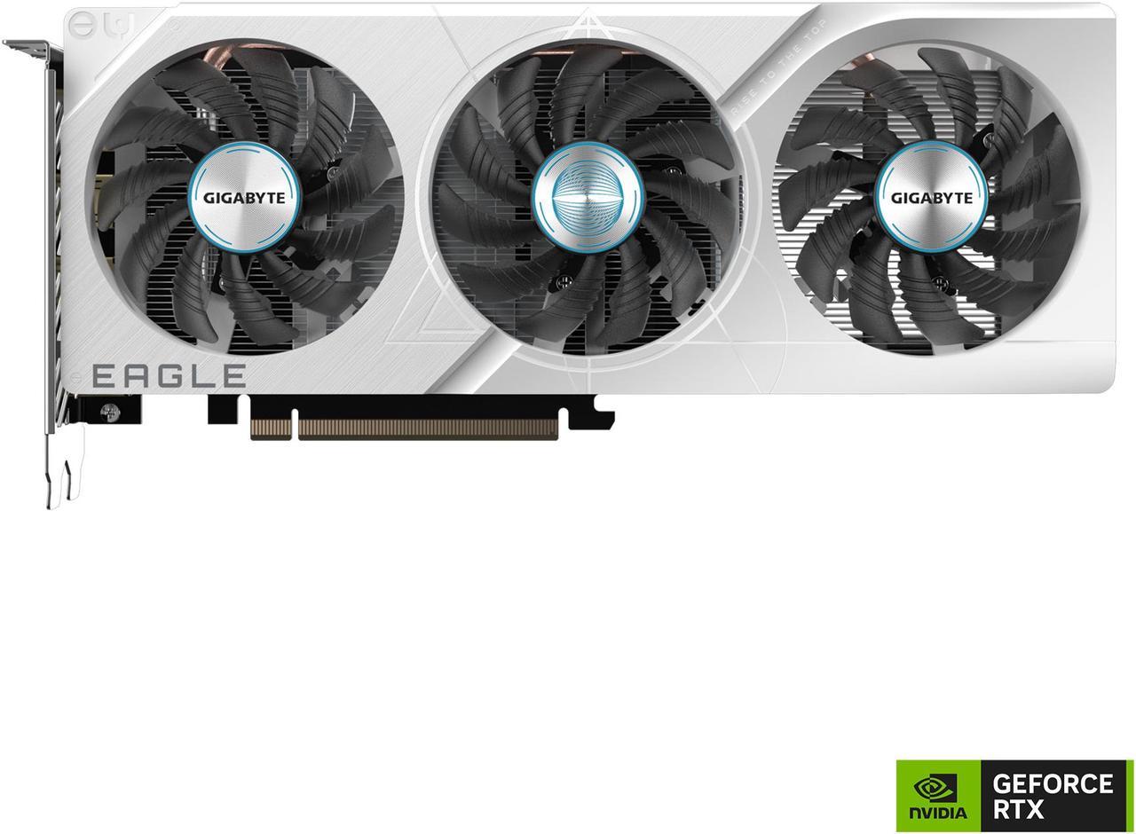 GIGABYTE GeForce RTX 4060 EAGLE OC ICE 8G Graphics Card, 3x WINDFORCE Fans, 8GB 128-bit GDDR6, GV-N4060EAGLEOC ICE-8GD Video Card