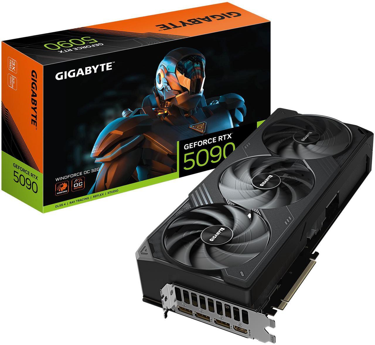 Alt view image 8 of 8 - GIGABYTE WINDFORCE GeForce RTX 5090 32GB GDDR7 PCI Express 5.0 ATX Graphics Card GV-N5090WF3OC-32GD