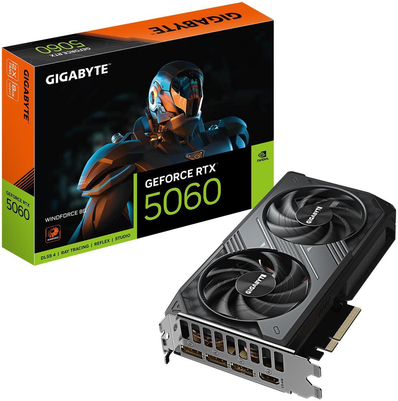 Alt view image 8 of 8 - GIGABYTE WINDFORCE GeForce RTX 5060 8GB GDDR7 PCI Express 5.0 ATX Graphics Card GV-N5060WF2-8GD