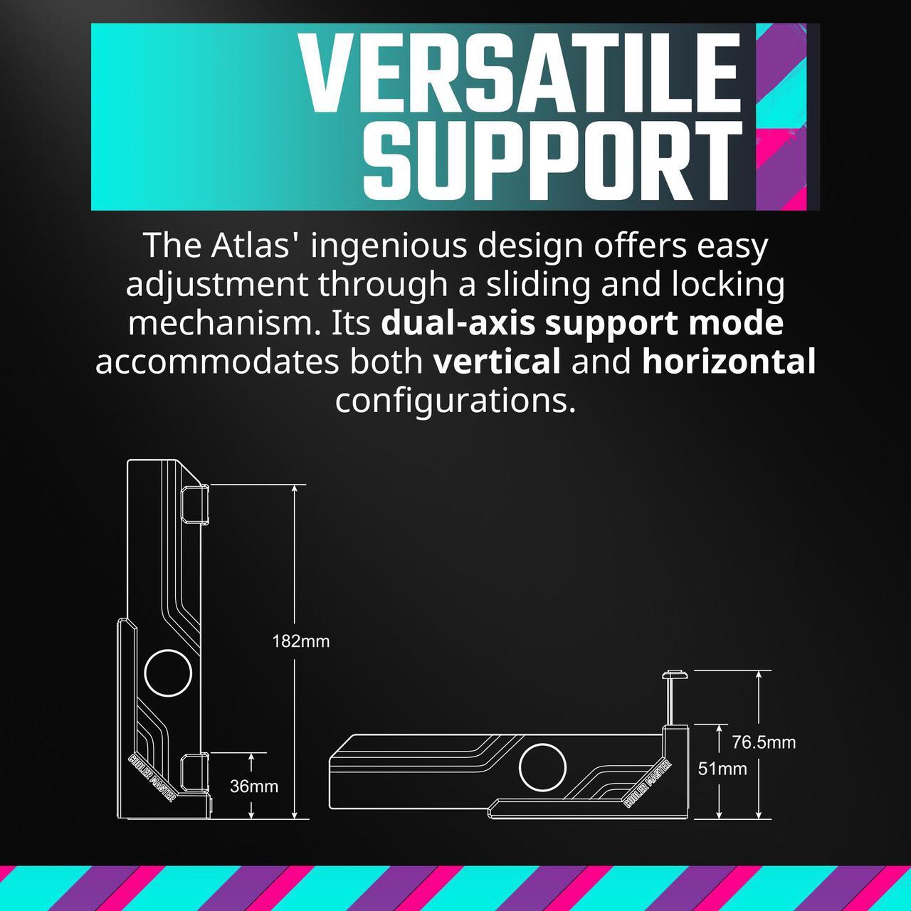 Alt view image 10 of 14 - Cooler Master Atlas ARGB GPU Support Bracket, Aluminum Magnets Stand, Infinity Mirror Design, ARGB Tempered Glass, Dual-Axis Mode Vertical | Horizontal. (MCA-U000R-AGSBTG-00)