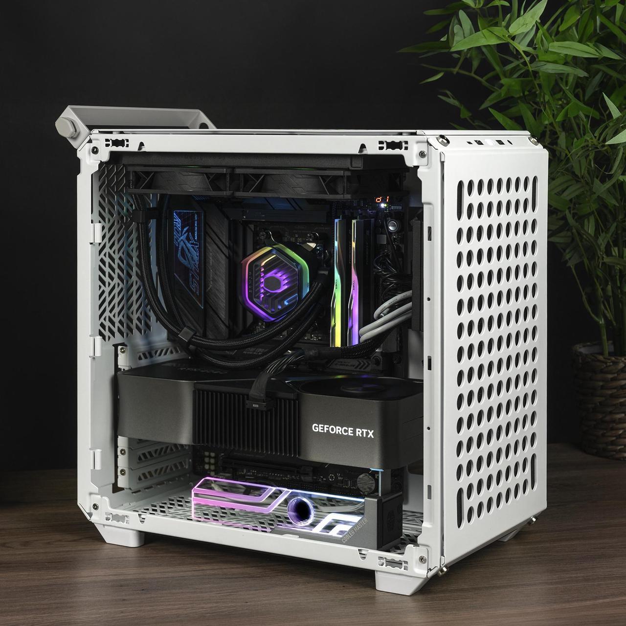 Alt view image 12 of 14 - Cooler Master Atlas ARGB GPU Support Bracket, Aluminum Magnets Stand, Infinity Mirror Design, ARGB Tempered Glass, Dual-Axis Mode Vertical | Horizontal. (MCA-U000R-AGSBTG-00)