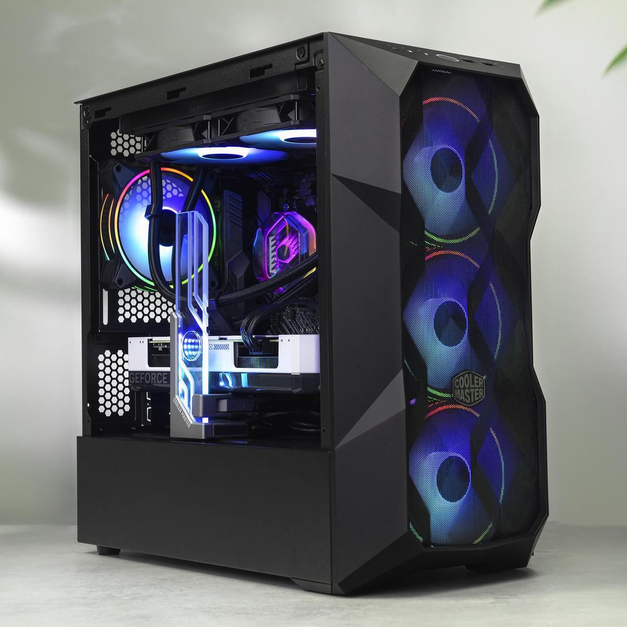 Alt view image 14 of 14 - Cooler Master Atlas ARGB GPU Support Bracket, Aluminum Magnets Stand, Infinity Mirror Design, ARGB Tempered Glass, Dual-Axis Mode Vertical | Horizontal. (MCA-U000R-AGSBTG-00)