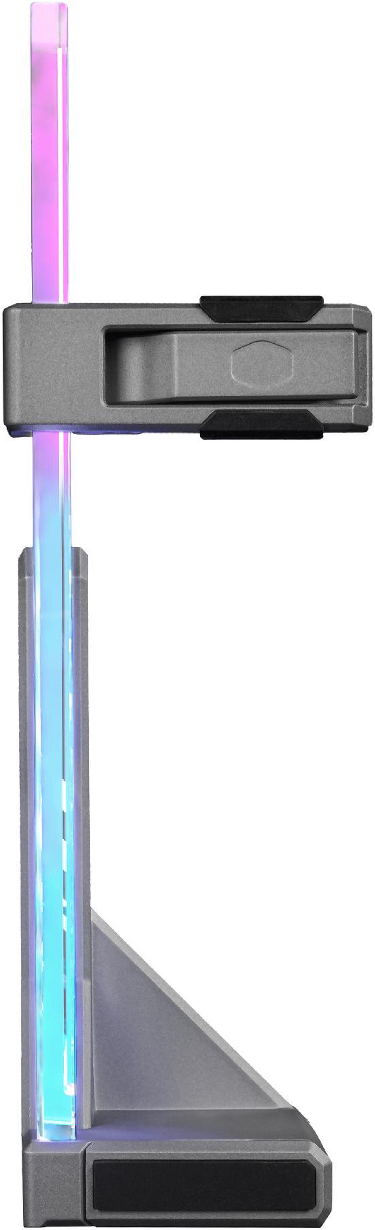 Alt view image 3 of 14 - Cooler Master Atlas ARGB GPU Support Bracket, Aluminum Magnets Stand, Infinity Mirror Design, ARGB Tempered Glass, Dual-Axis Mode Vertical | Horizontal. (MCA-U000R-AGSBTG-00)