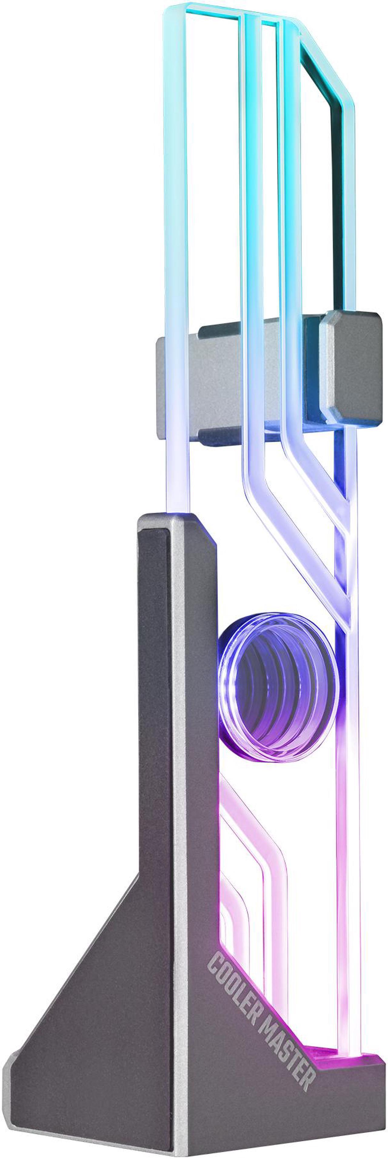 Alt view image 4 of 14 - Cooler Master Atlas ARGB GPU Support Bracket, Aluminum Magnets Stand, Infinity Mirror Design, ARGB Tempered Glass, Dual-Axis Mode Vertical | Horizontal. (MCA-U000R-AGSBTG-00)