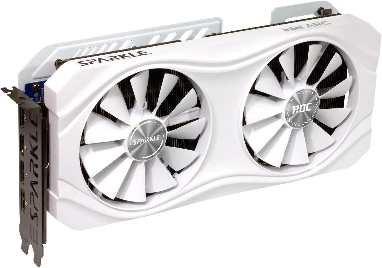 Alt view image 3 of 9 - SPARKLE Intel Arc A770 ROC Luna OC Edition, 16 GB GDDR6, 2x DBB 100 mm Fan , 2.5 Slot , Metal Luna White Edition, SA770RW-16GOC