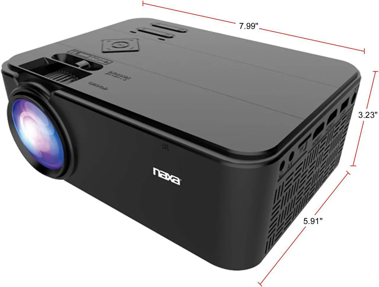 Alt view image 3 of 3 - Naxa NVP-1000 150" Home Theater LCD Projector - 15:9 - Black - 800 x 480 - Front - 20000 Hour Bulb Life