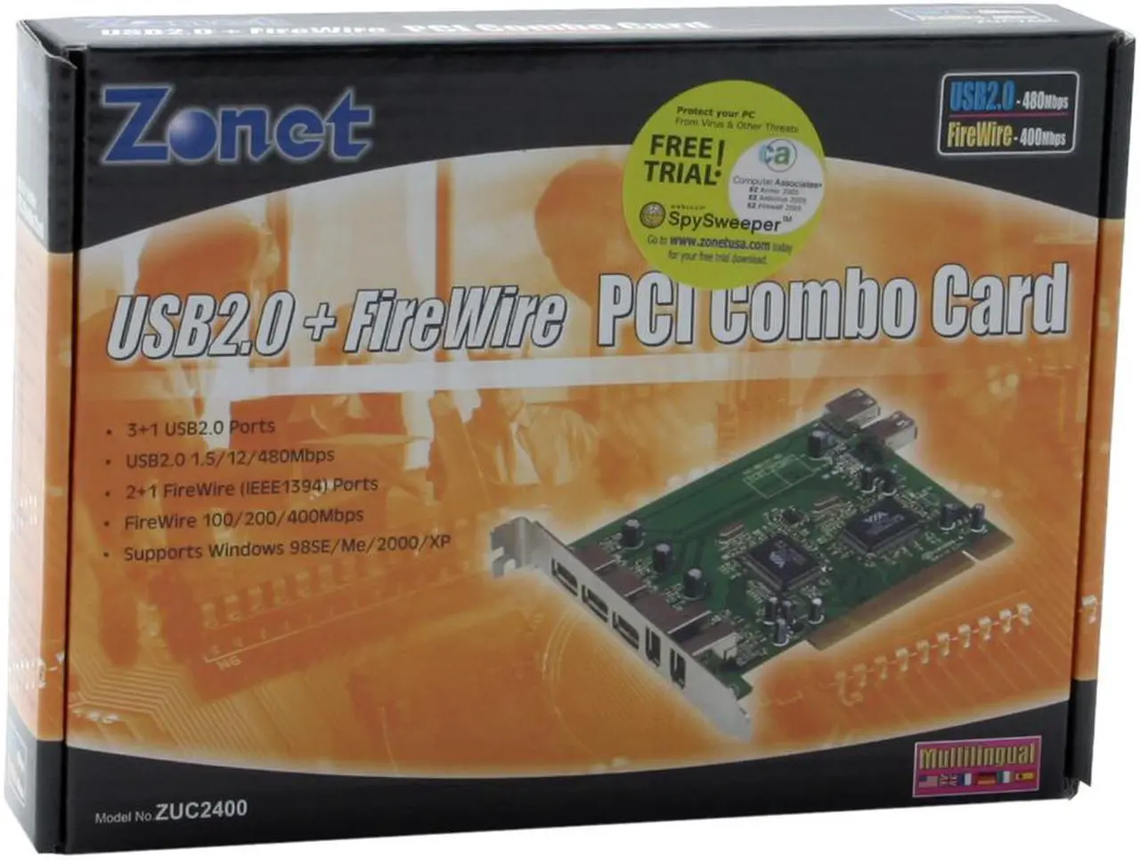 Alt view image 5 of 5 - Zonet Firewire/USB2.0 PCI Combo Card Model ZUC2400