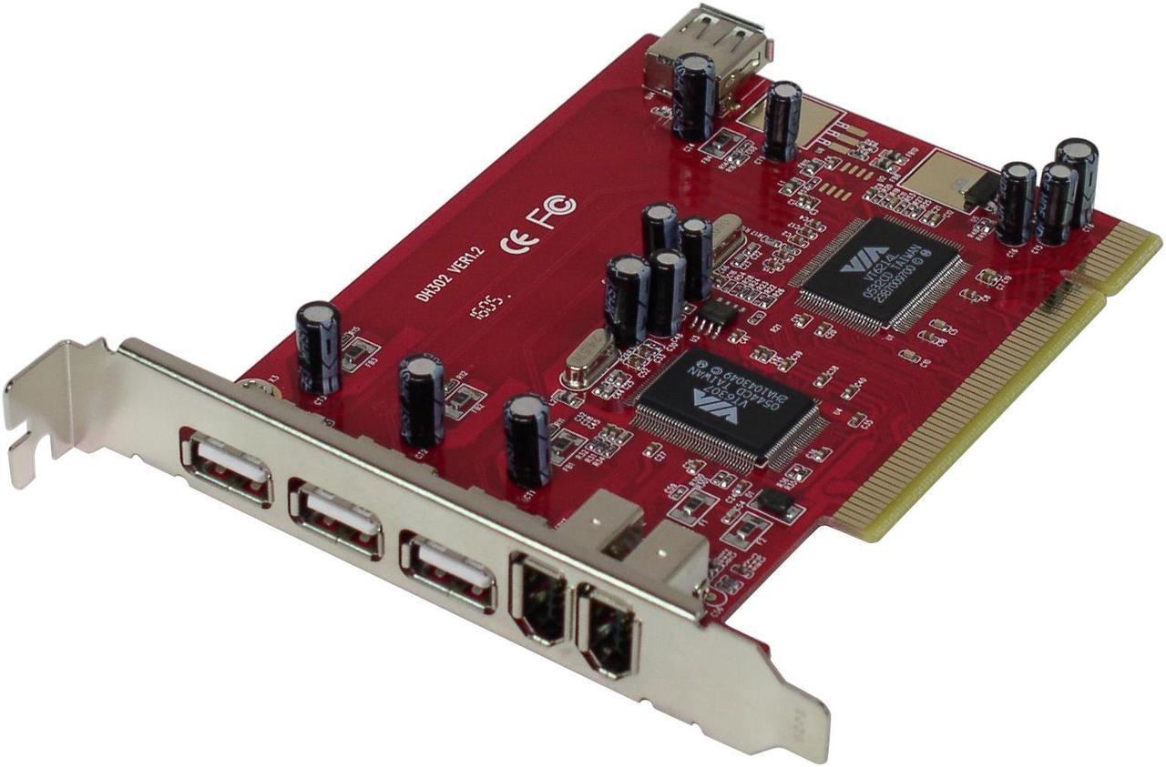 Alt view image 2 of 7 - SABRENT 6-Port USB 2.0 / FireWire IEEE 1394 PCI Combo Adapter Model USB-UF6