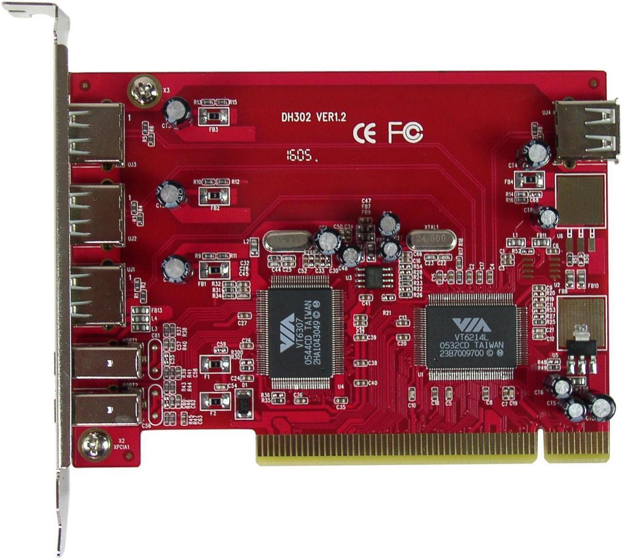 Alt view image 3 of 7 - SABRENT 6-Port USB 2.0 / FireWire IEEE 1394 PCI Combo Adapter Model USB-UF6