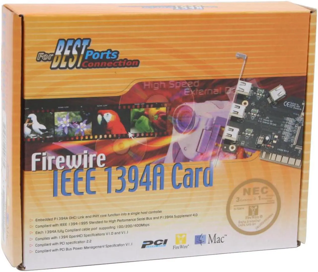 Alt view image 5 of 5 - SYBA PCI to Firewire 1394a 3+1 ports controller card Model SD-NEC-4F