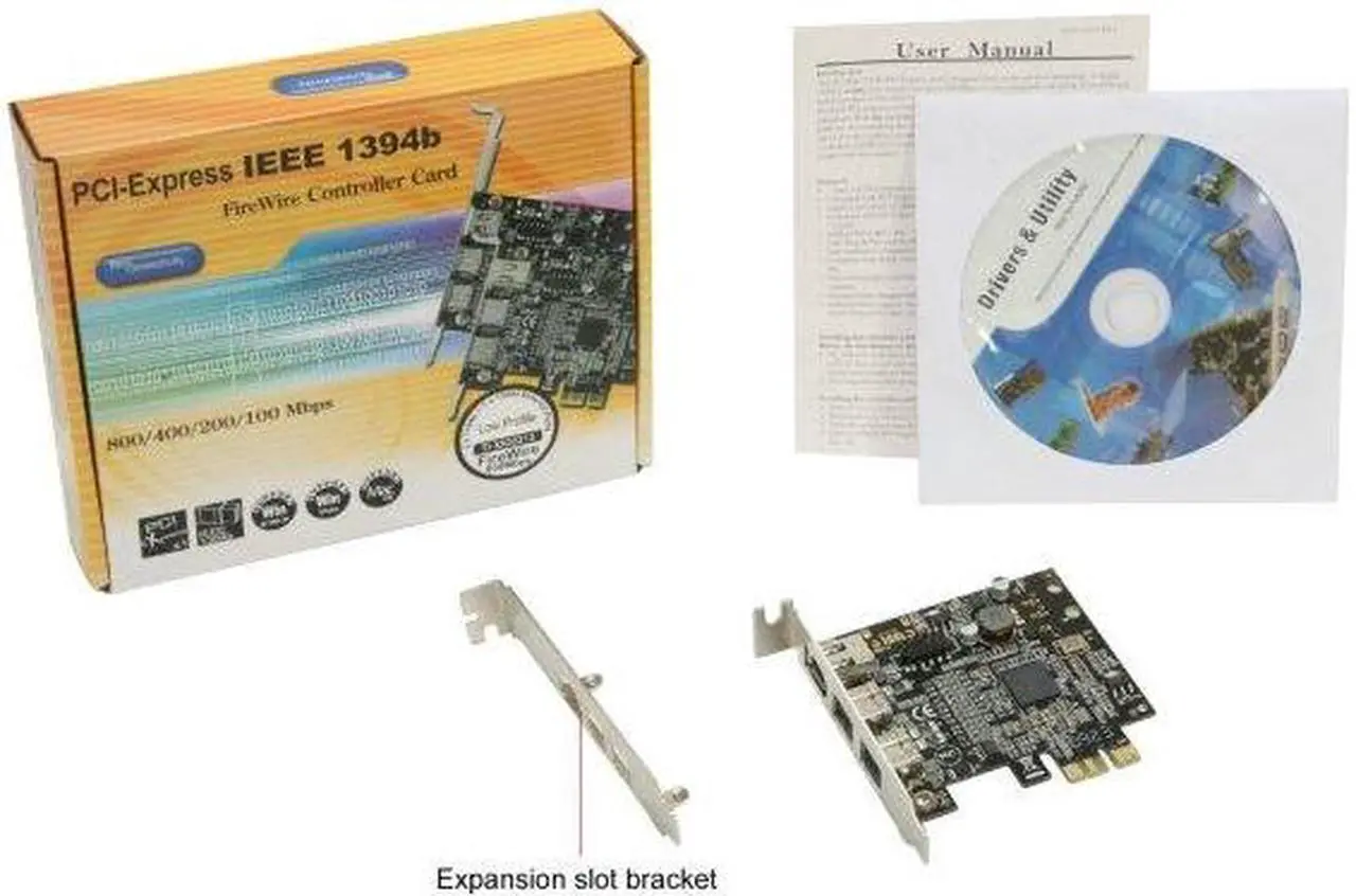 Alt view image 2 of 13 - SYBA Low Profile PCI-Express 1394B/A Firewire Card Model SD-PEX30009