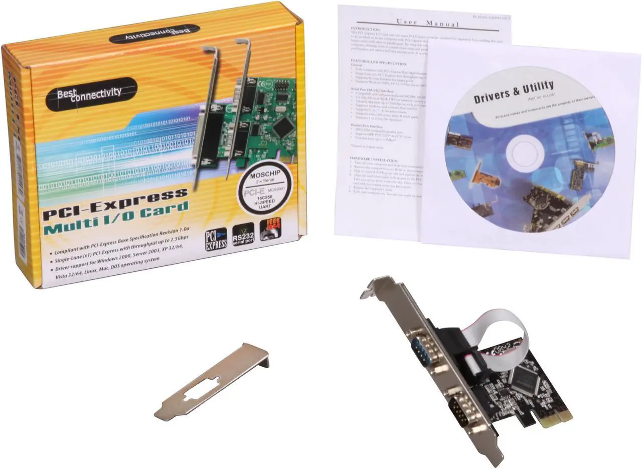 Alt view image 6 of 5 - SYBA PCI-Express 2-Port DB9 RS232 Serial Card with Low Profile Bracket - RoHS Model SD-PEX15022