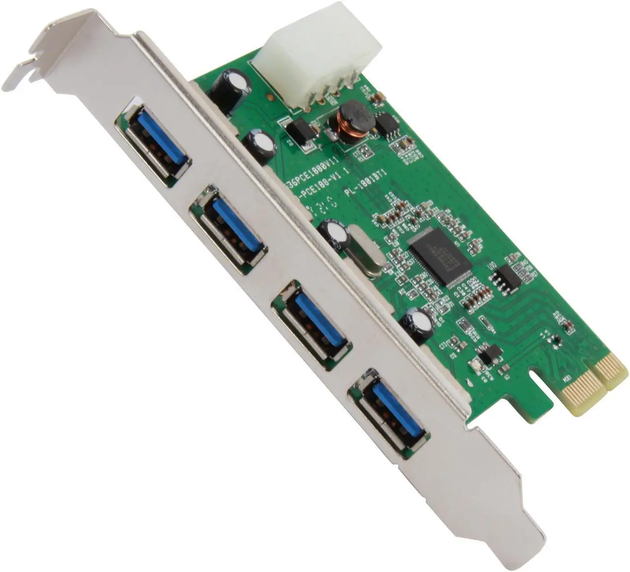 Main image of SYBA USB 3.0 4 External Ports PCI-e Controller Card with Molex Power Feed, Etron Chipset Model SY-PEX20136