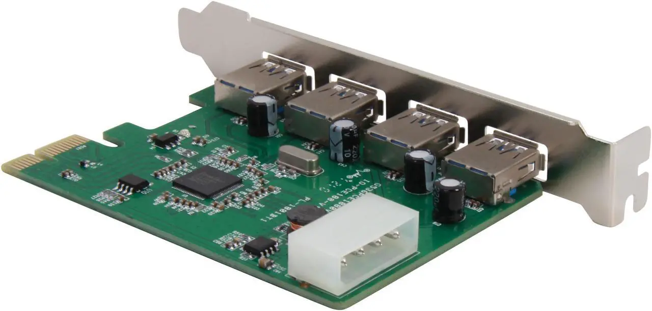 Alt view image 5 of 5 - SYBA USB 3.0 4 External Ports PCI-e Controller Card with Molex Power Feed, Etron Chipset Model SY-PEX20136