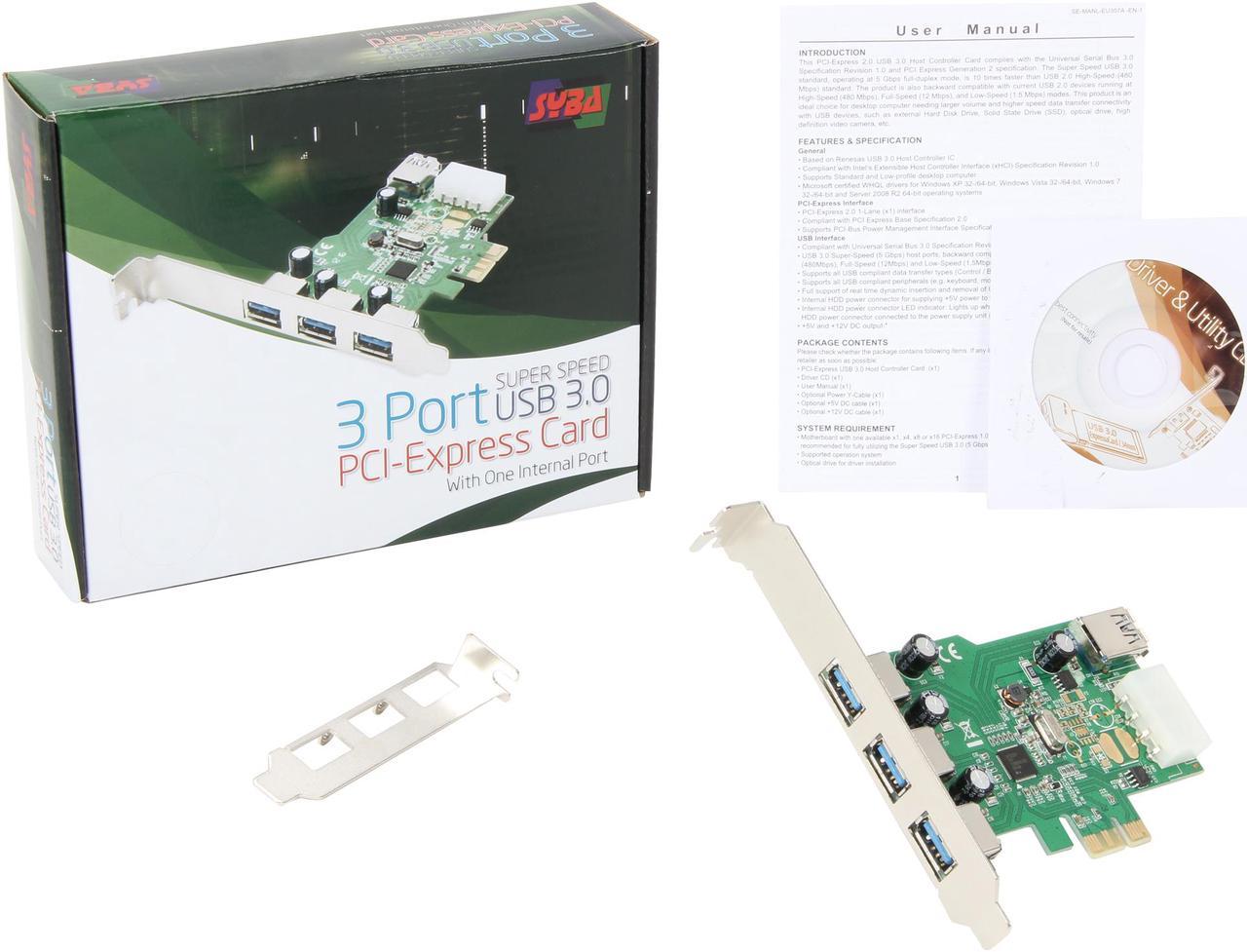 Alt view image 7 of 6 - SYBA USB 3.0 3+1 Port PCI-e Card, Free Low Profile Bracket, Renesas Chipset Model SD-PEX20137
