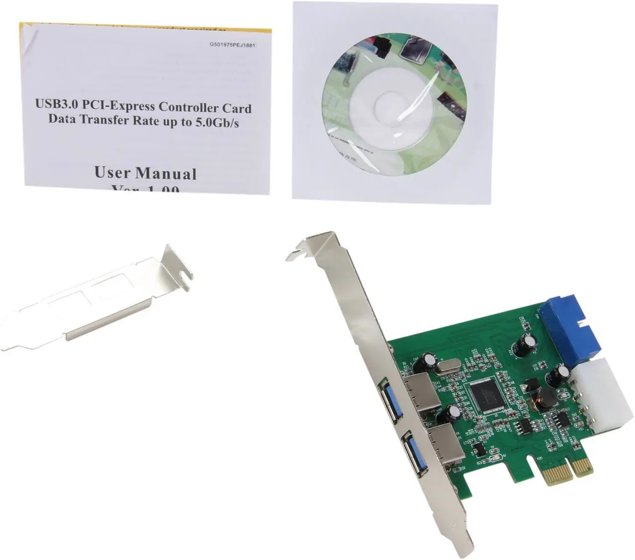 Alt view image 6 of 6 - SYBA USB 3.0 External 2-port, 19-pin Header PCI-e Card,IDE Power Feed, Low Profile Bracket Bundled Model SY-PEX20140