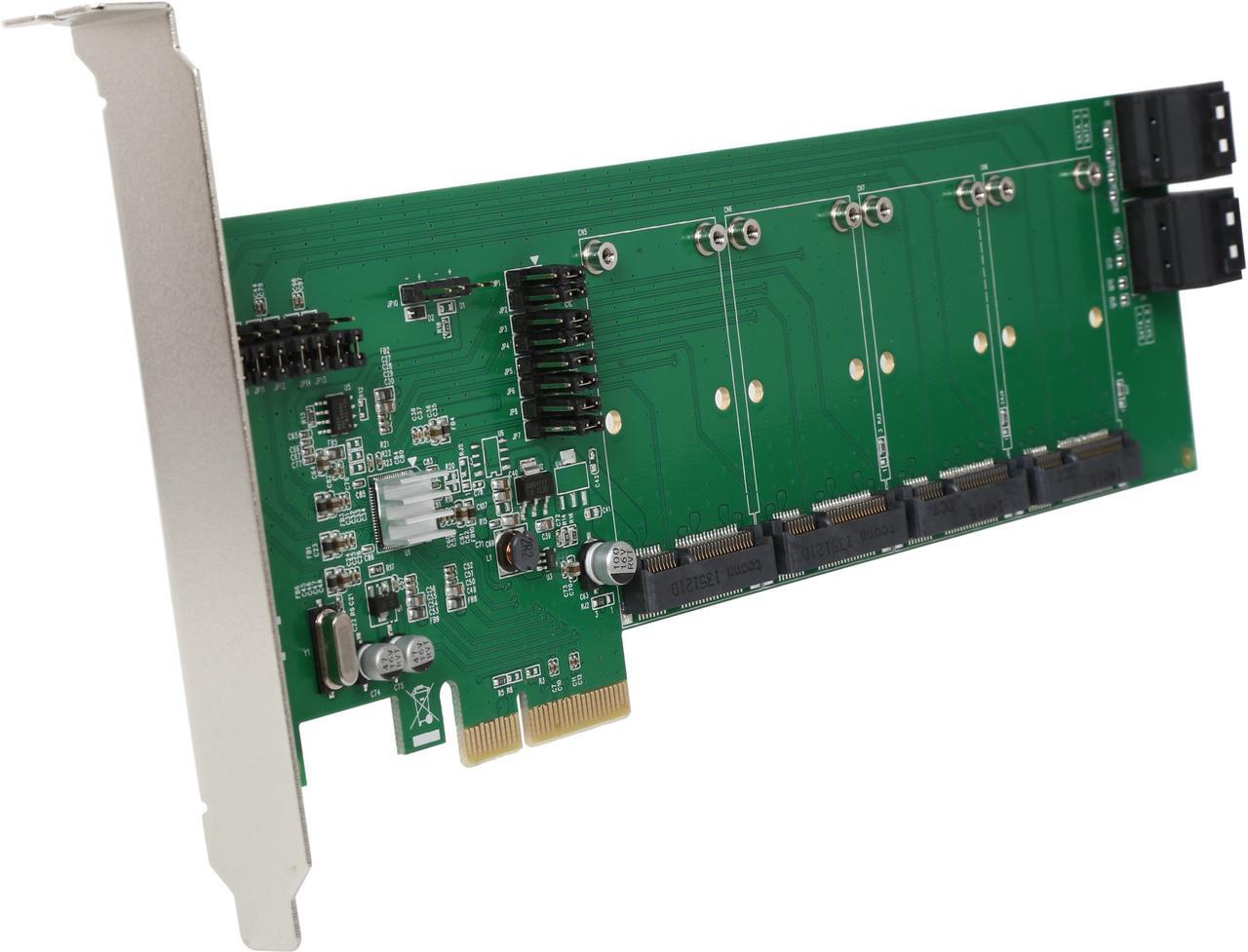 SYBA  4-Port (x4 mSATA; x4 SATA III) PCI-E Controller Card, PCI-E x4 Slot, PCI-Express Revision 2.0; Marvell Chipset (RAID)