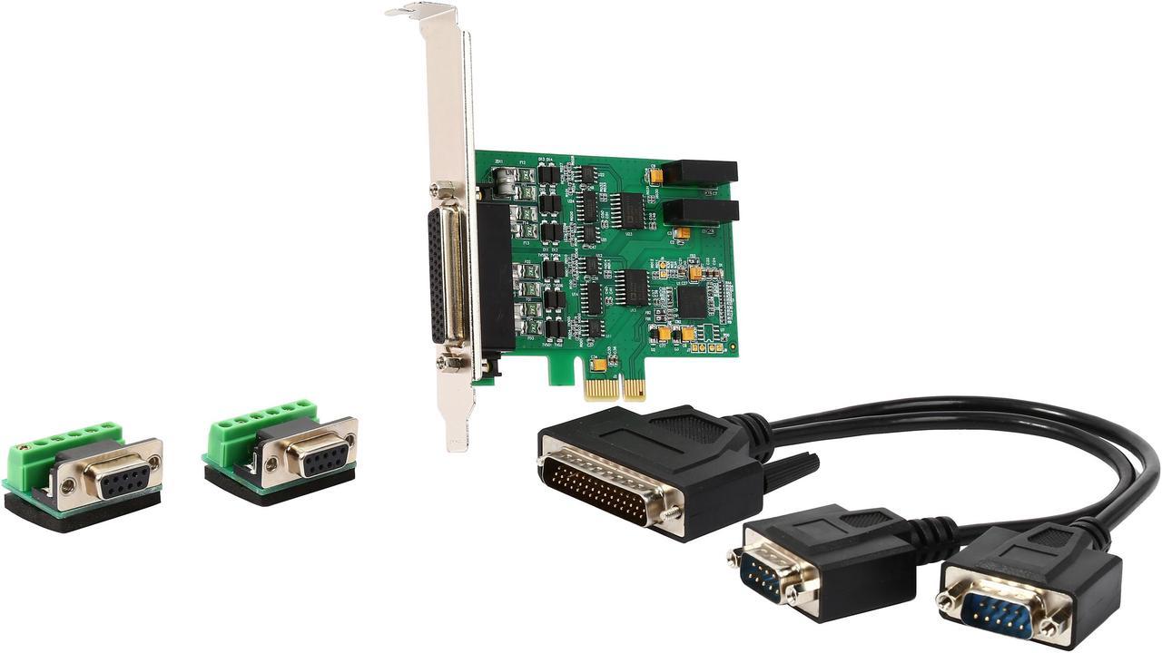 SYBA IO Crest 2-port RS232 Serial PCI-Express Card, DB9 Female Panel Mountable Field Terminator Adapters Model SI-PEX15043