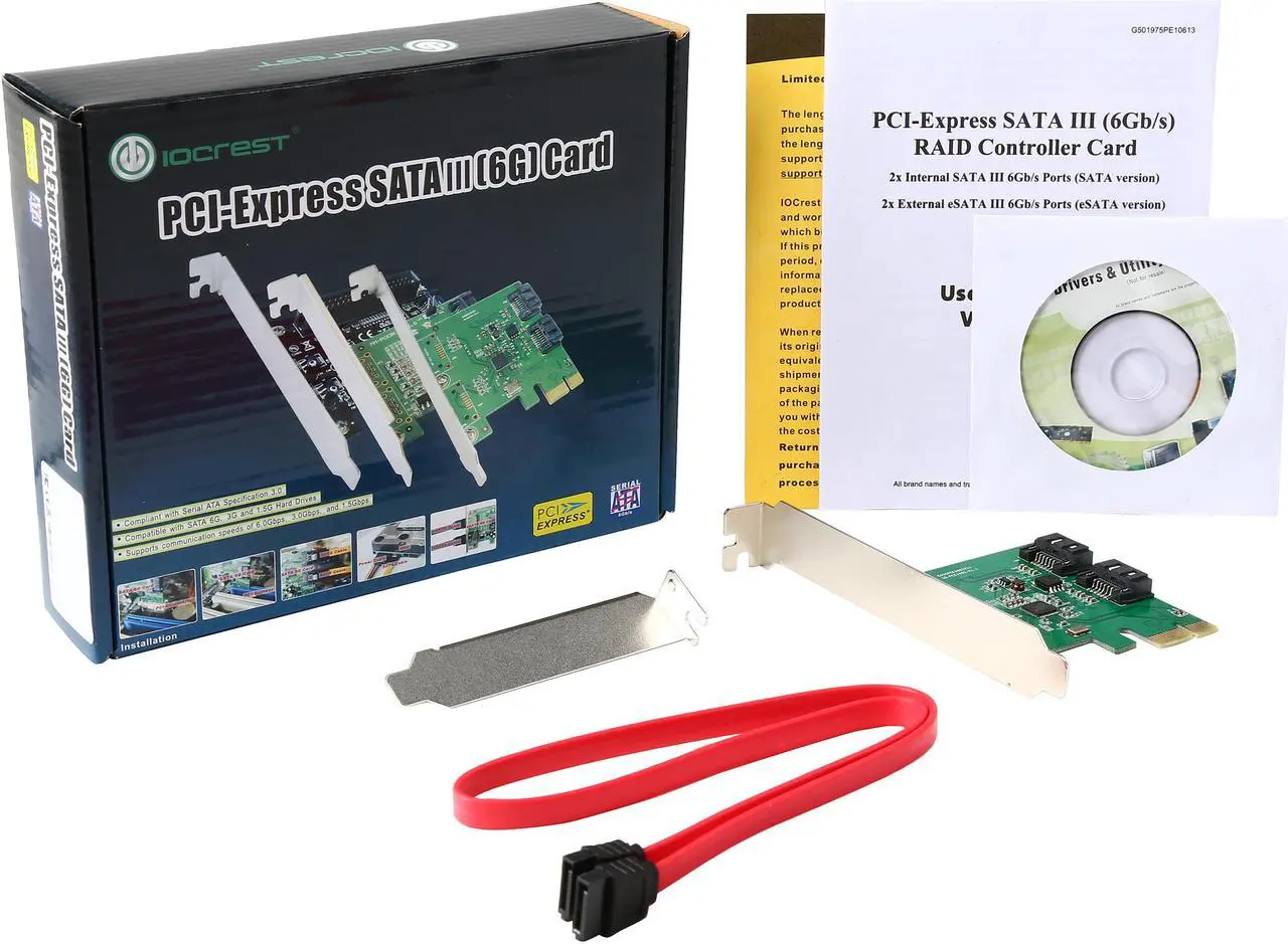 Alt view image 6 of 5 - SYBA SI-PEX40089 PCI-Express 2.0 2-port SATA III, PCI-E, x1, Revision 2.0, (Full & Low Profile); ASMedia Chipset, RAID