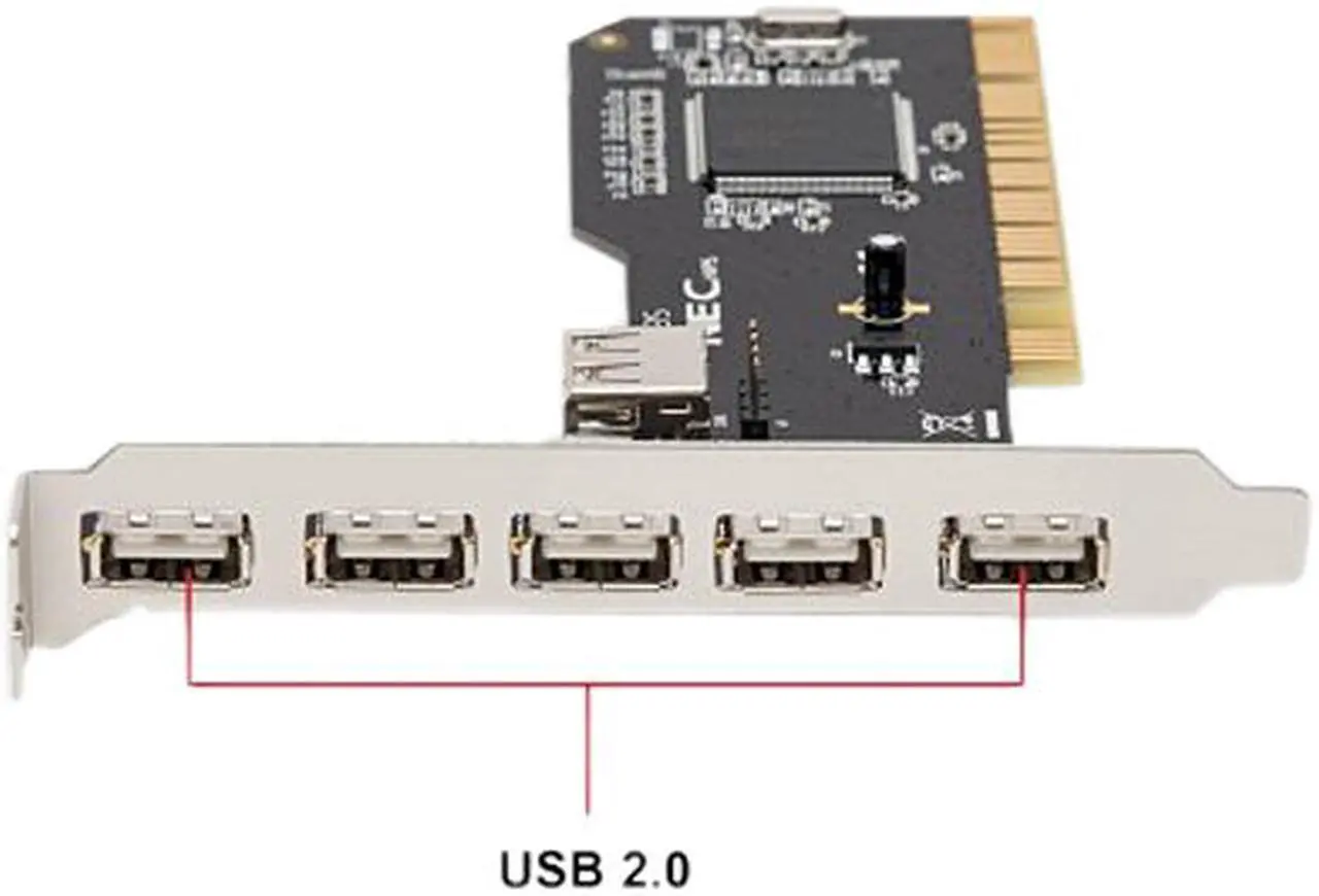Alt view image 3 of 6 - Syba SD-NECU2-3E1I 4-port (3+1) USB 2.0 PCI Card, NEC Chipset