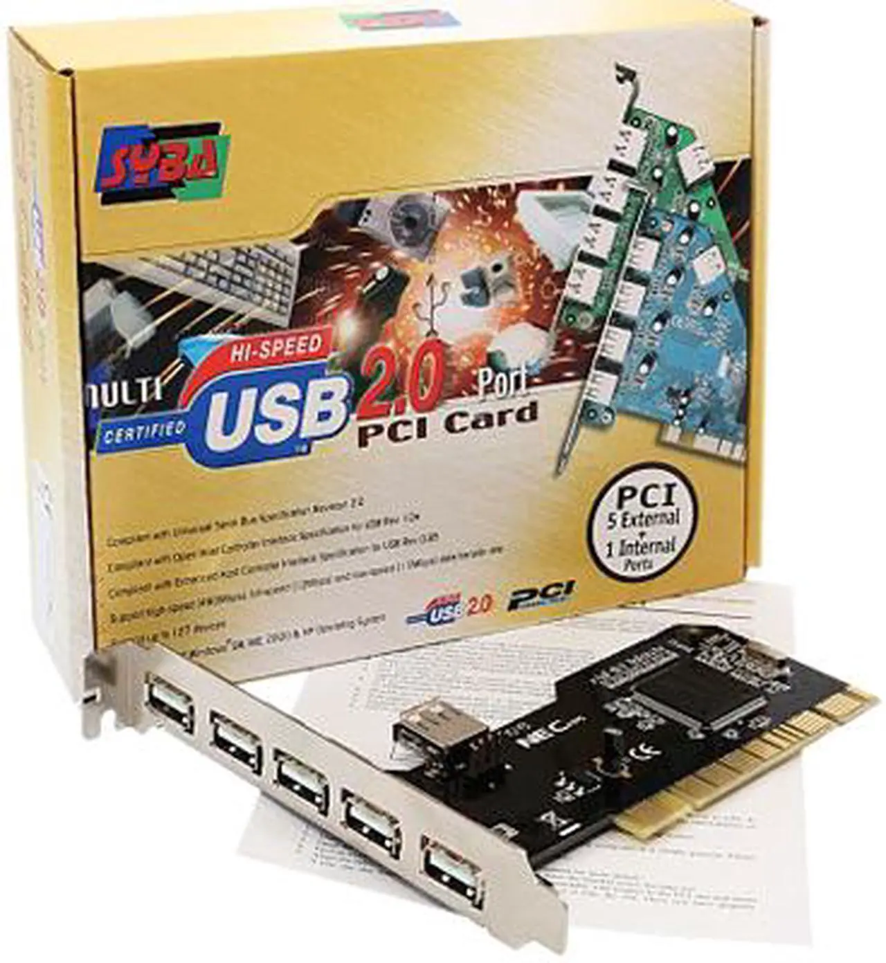 Alt view image 7 of 6 - Syba SD-NECU2-3E1I 4-port (3+1) USB 2.0 PCI Card, NEC Chipset
