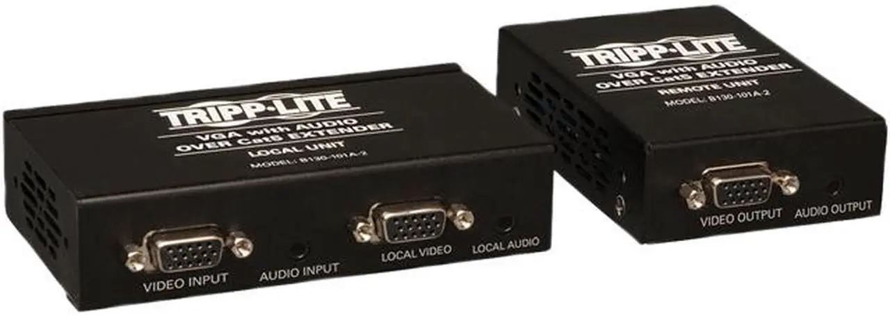 Main image of Tripp Lite VGA with Audio Over Cat5 / Cat6 Extender, Transmitter and Receiver with EDID Copy, 1920x1440 at 60 Hz (B130-101A-2)
