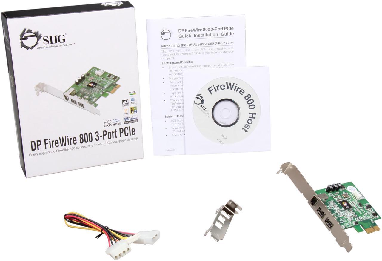 Alt view image 6 of 5 - SIIG 3-Port FireWire 800 PCIe Card Model NN-E38012-S3