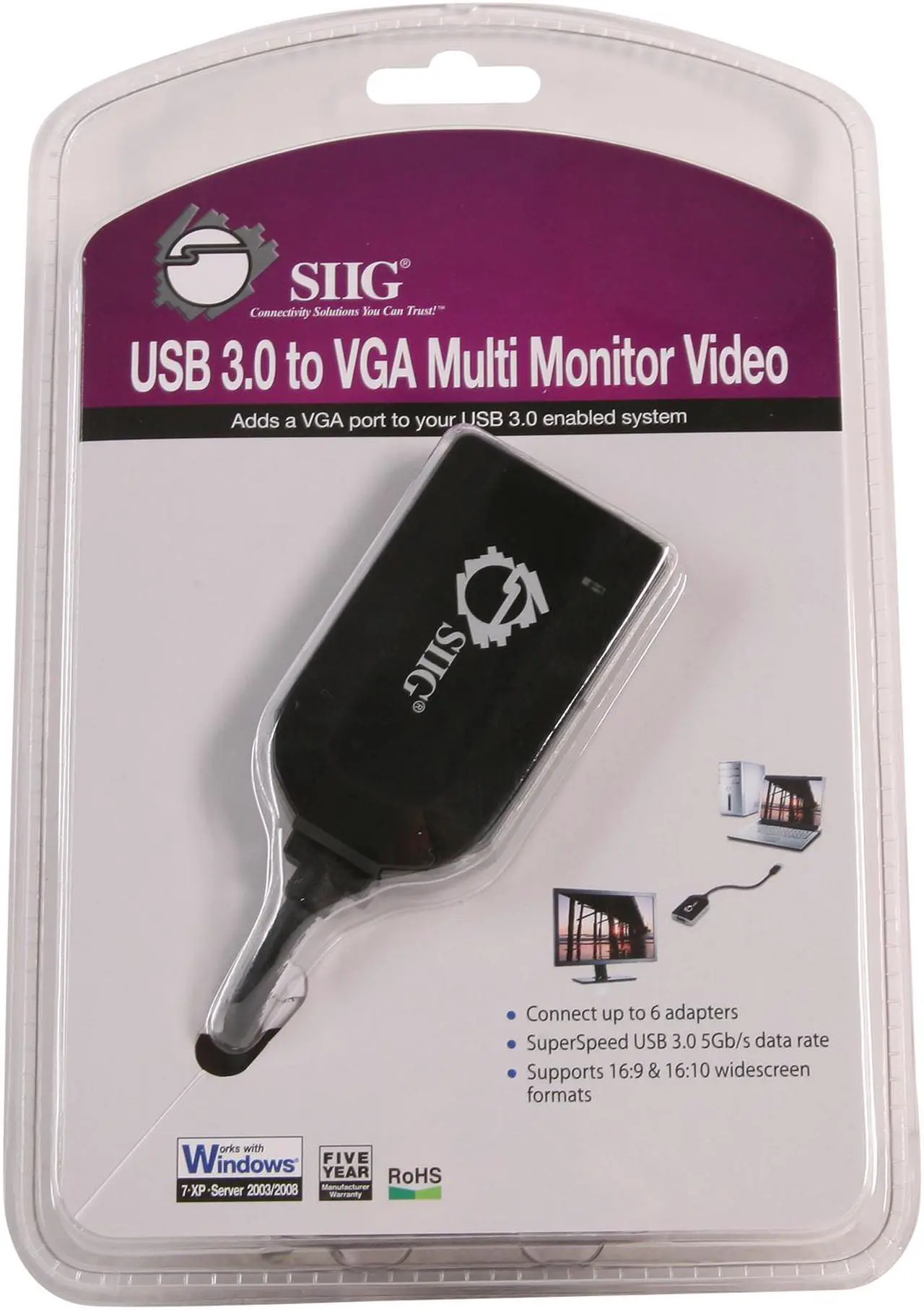 SIIG JU-VG0211-S1 USB 3.0 to VGA Adapter - Thumbnail 5