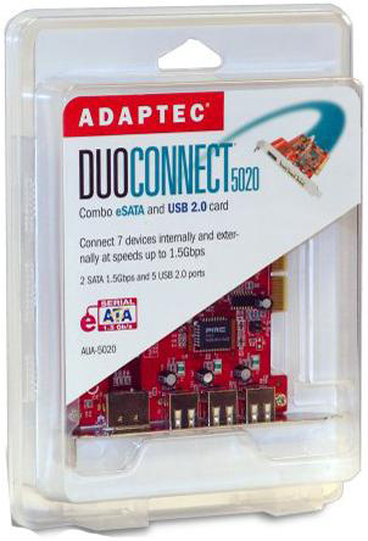 Adaptec 2-port SATA and 5-port USB 2.0 combination PCI card for PCs ...