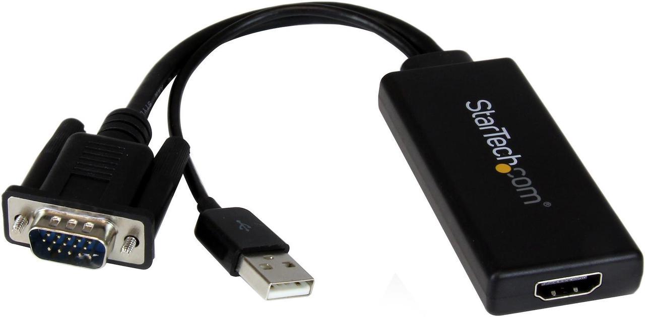 StarTech.com VGA2HDU VGA to HDMI Adapter with USB Audio & Power - Portable VGA to HDMI Converter - 1080p