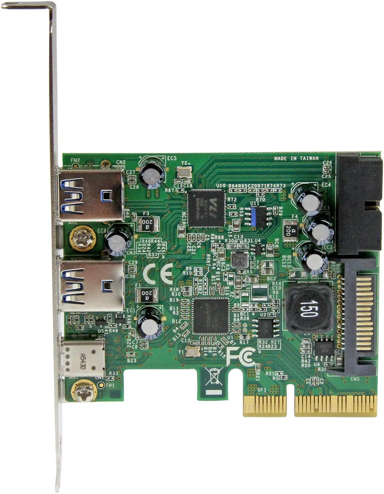 Alt view image 2 of 6 - StarTech.com PEXUSB312EIC USB 3.1 PCIE Card - 5 Port - 1x USB-C - 2x USB-A - 1x 2 Port IDC - Internal USB Header Expansion - USB C PCIe Card