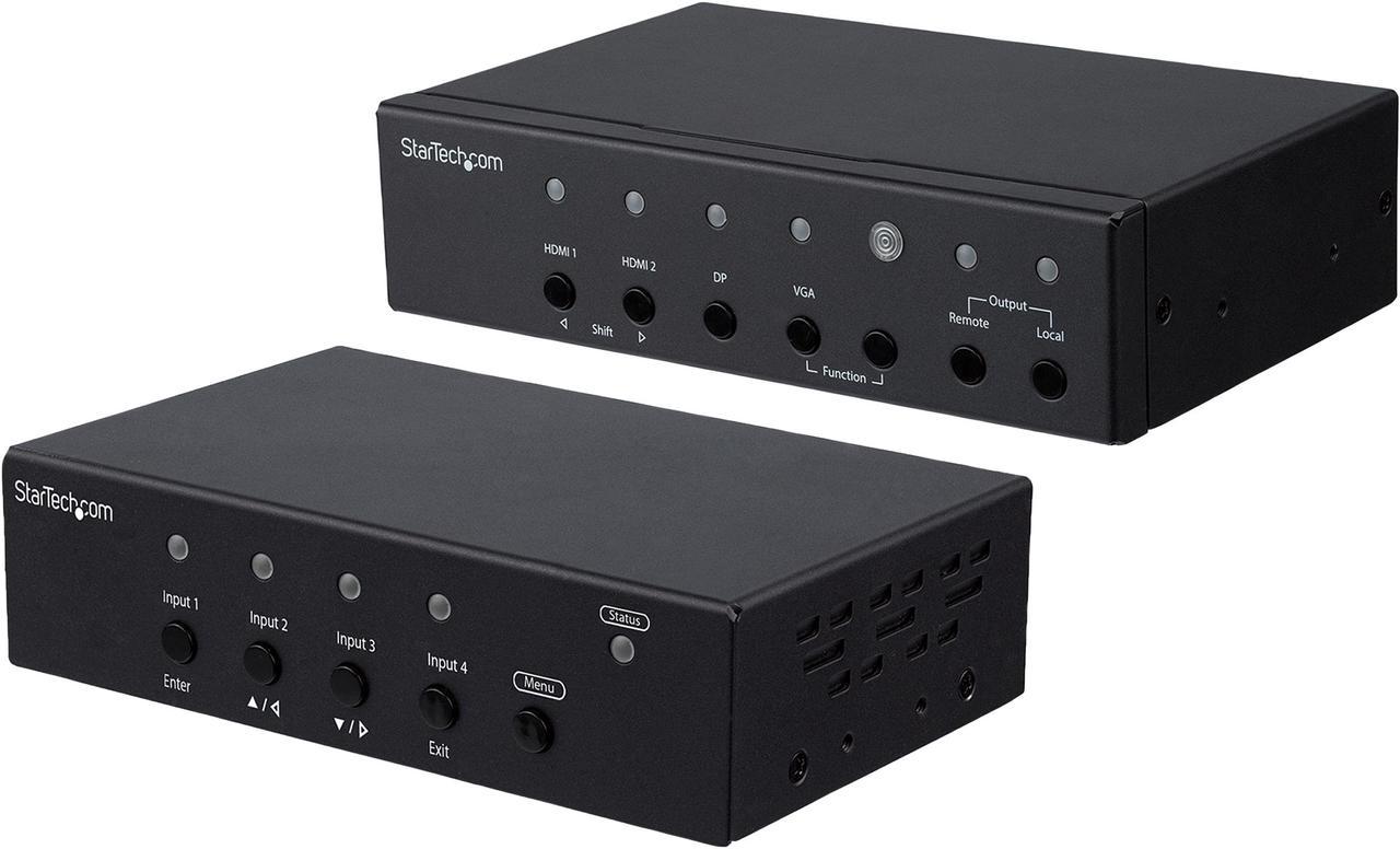 StarTech.com ST121HDBTSC Multi-Input HDBaseT Extender Kit - Built-In Switch and Video Scaler - DisplayPort HDMI and VGA Over CAT6 or CAT5