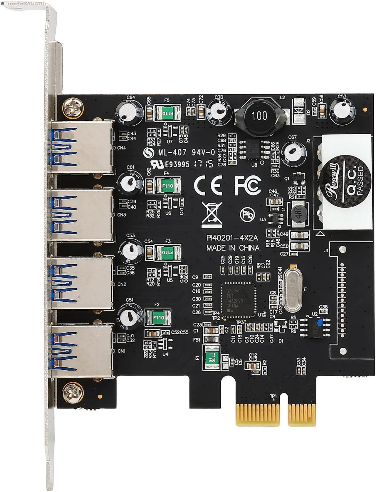Alt view image 4 of 5 - Rosewill RC-508 USB 3.0 PCI-E Express Card with 4 USB 3.0 Ports, Speed Up to 5.0 Gbps