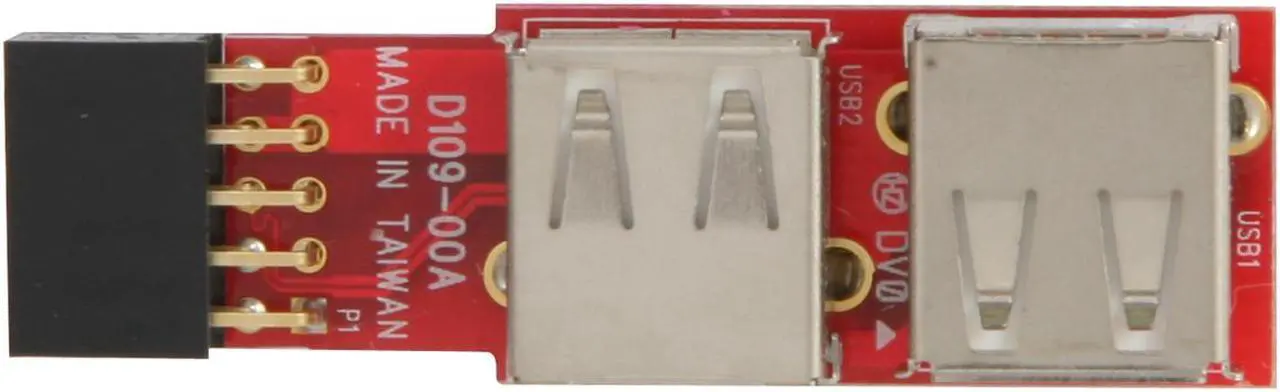 Alt view image 2 of 6 - Koutech USB 2.0 Header-Pin to Dual Type-A adapter Model IO-UU220