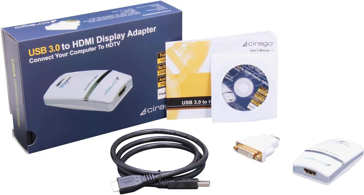 Alt view image 7 of 7 - Cirago USB to HDMI or DVI Display Adapter DisplayLink Certified Plug and Play
