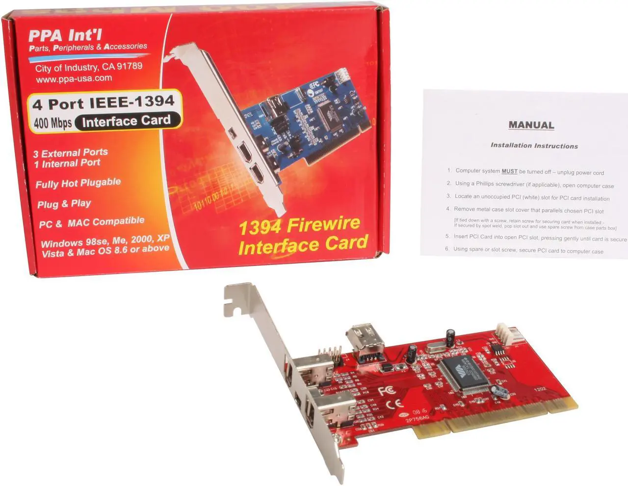 Alt view image 6 of 6 - PPA 4 Ports PCI Firewire Adapter Model 9806D