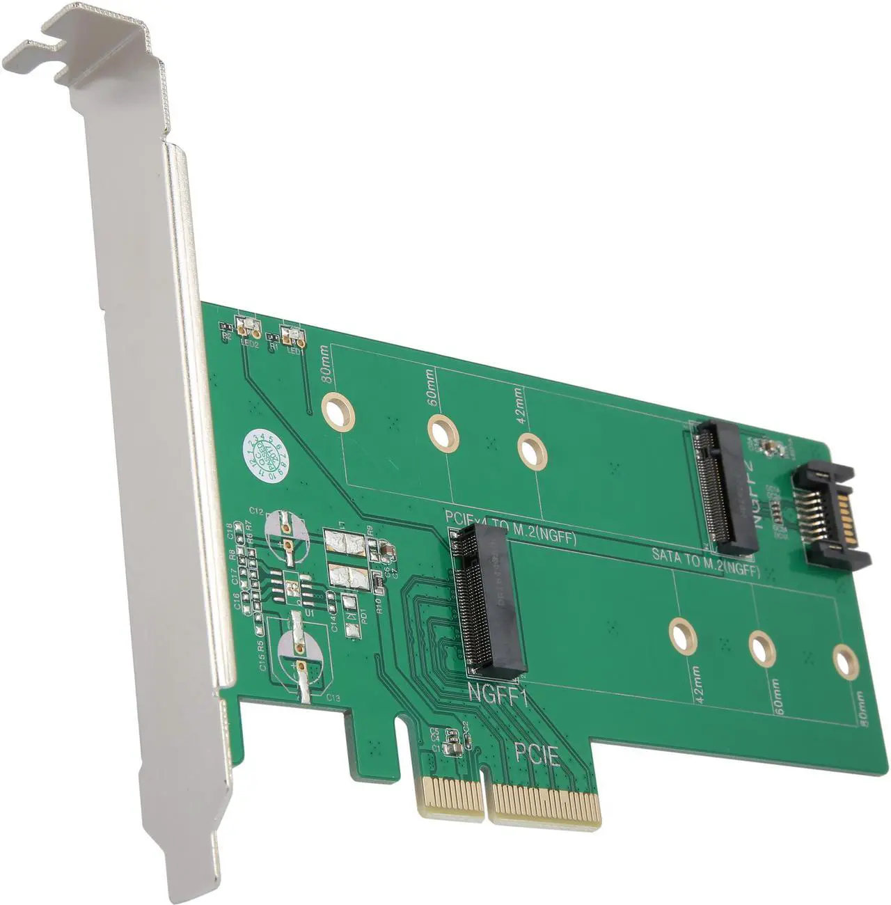 Main image of VANTEC UGT-M2PC200 M.2 NVMe + M.2 SATA SSD PCIe X4 Adapter