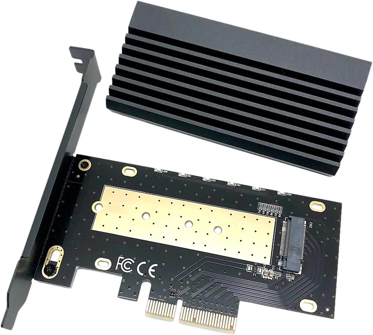 Main image of Micro Connectors M.2 NVMe 80mm SSD PCIe x4 Adapter with Covered Heat Sink Model PCIE-M20803HS