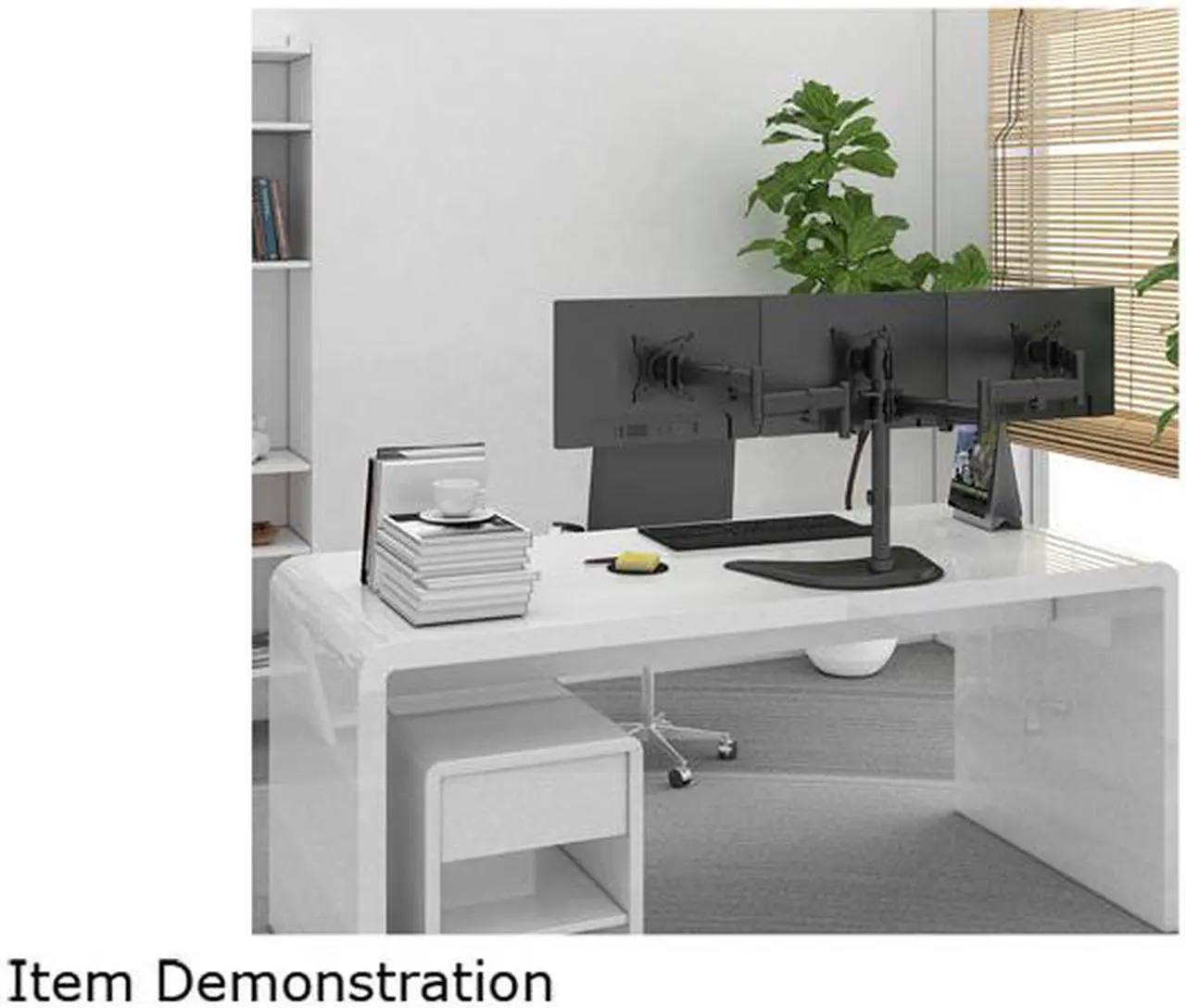 Alt view image 10 of 11 - V7 MOUNTS AND STANDS DS1FST-1N TRIPLE SWIVEL DESK STAND MOUNT