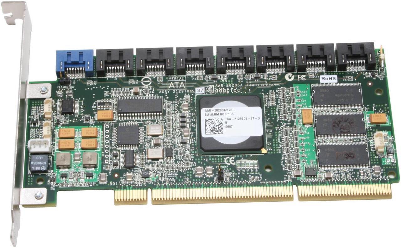Alt view image 2 of 6 - Adaptec 2169900-R PCI-X 64-bit/133 MHz host interface (3.3v only) SATA II (3.0Gb/s) RAID 2820SA Kit