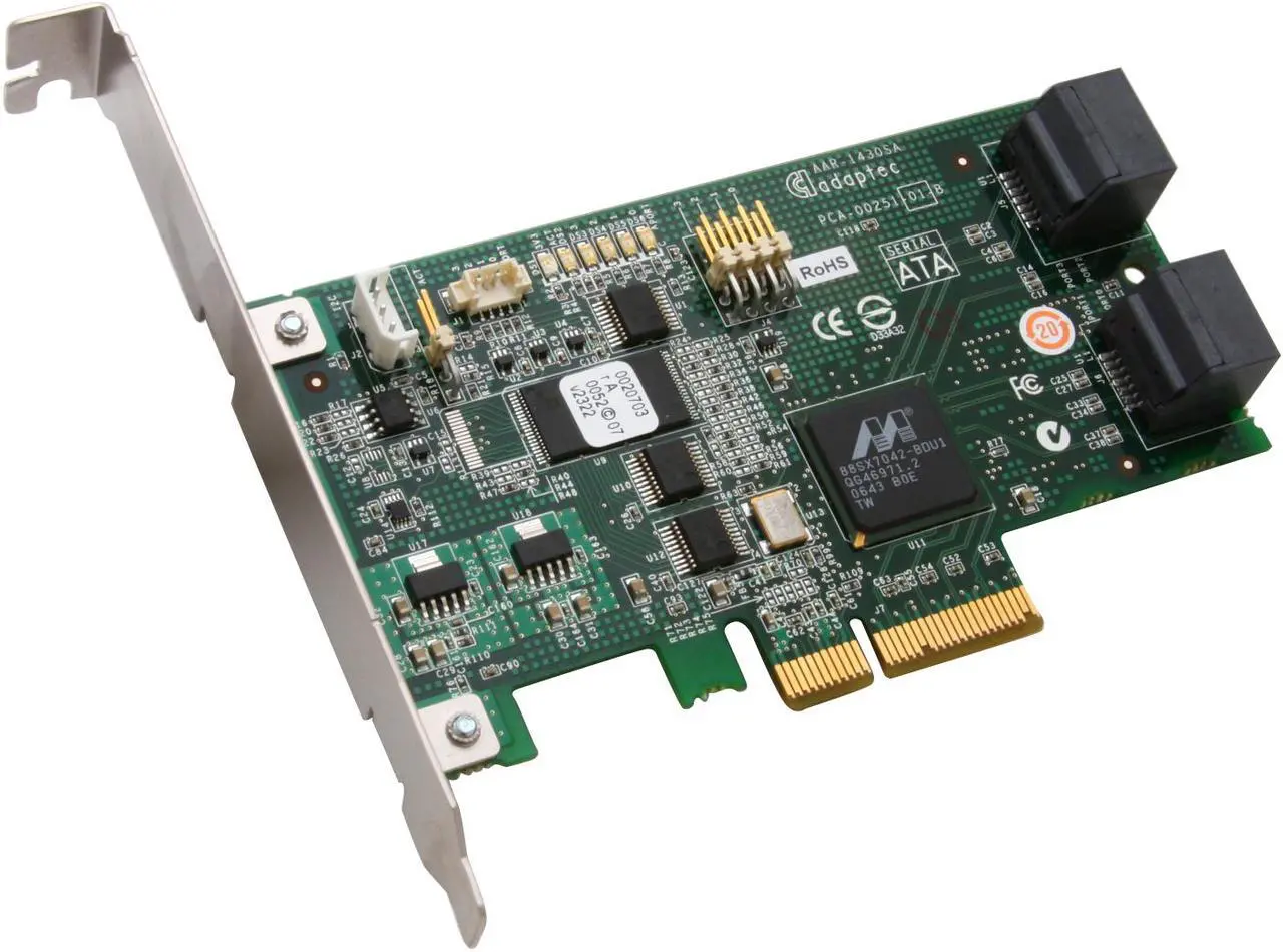 Main image of Adaptec RAID 1430SA 2240900-R SATAII PCI Express x4, 4 ports Controller Card, Kit