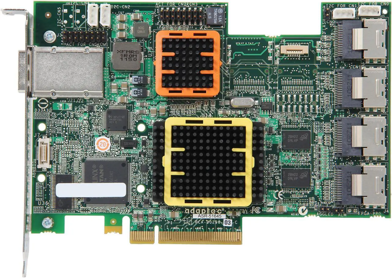 Alt view image 3 of 6 - Adaptec RAID 51645 2258600-R SATA/SAS 20-port (16 internal,4 external) w/ 512MB cache memory Controller Card, Single