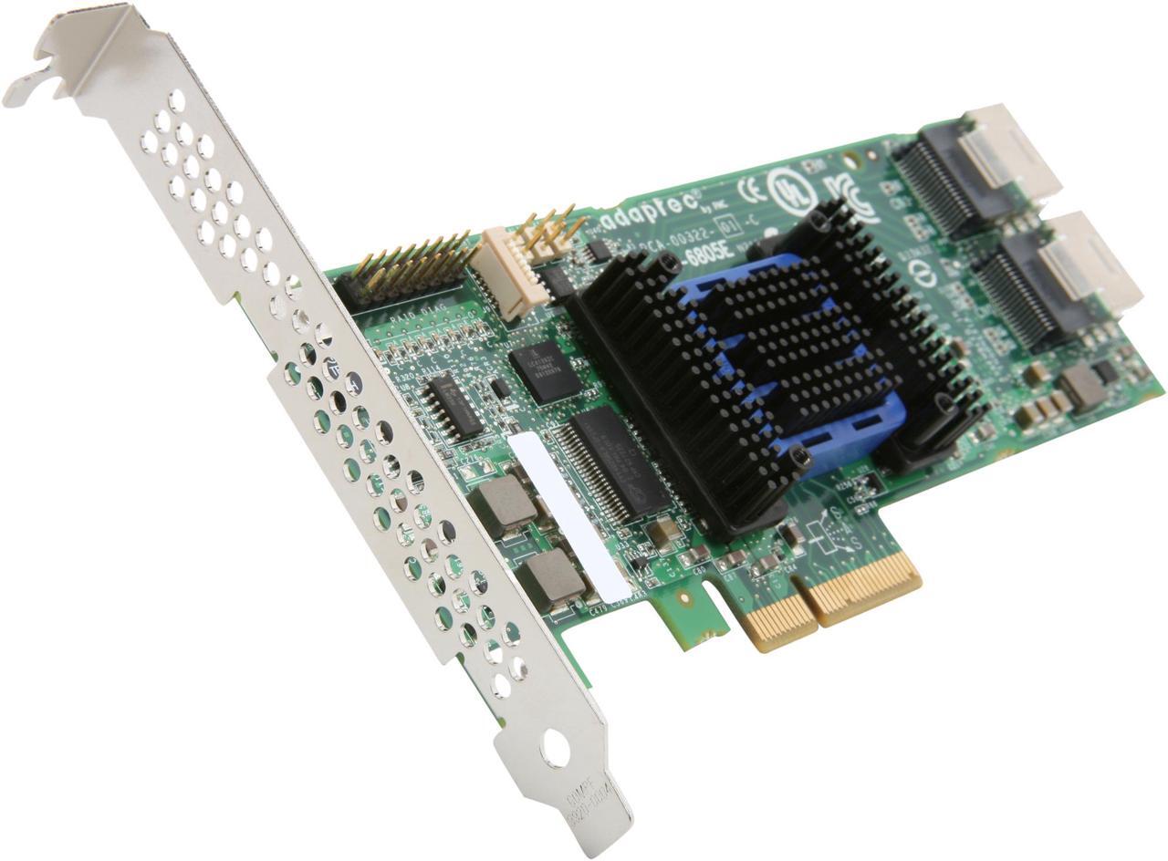 Main image of Adaptec RAID 6805E 2271800-R 6 Gb/s SATA / SAS 8 Internal Ports w/ 128MB Cache Memory Controller Card, Kit