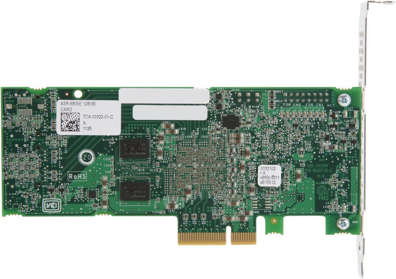 Alt view image 4 of 6 - Adaptec RAID 6805E 2271800-R 6 Gb/s SATA / SAS 8 Internal Ports w/ 128MB Cache Memory Controller Card, Kit