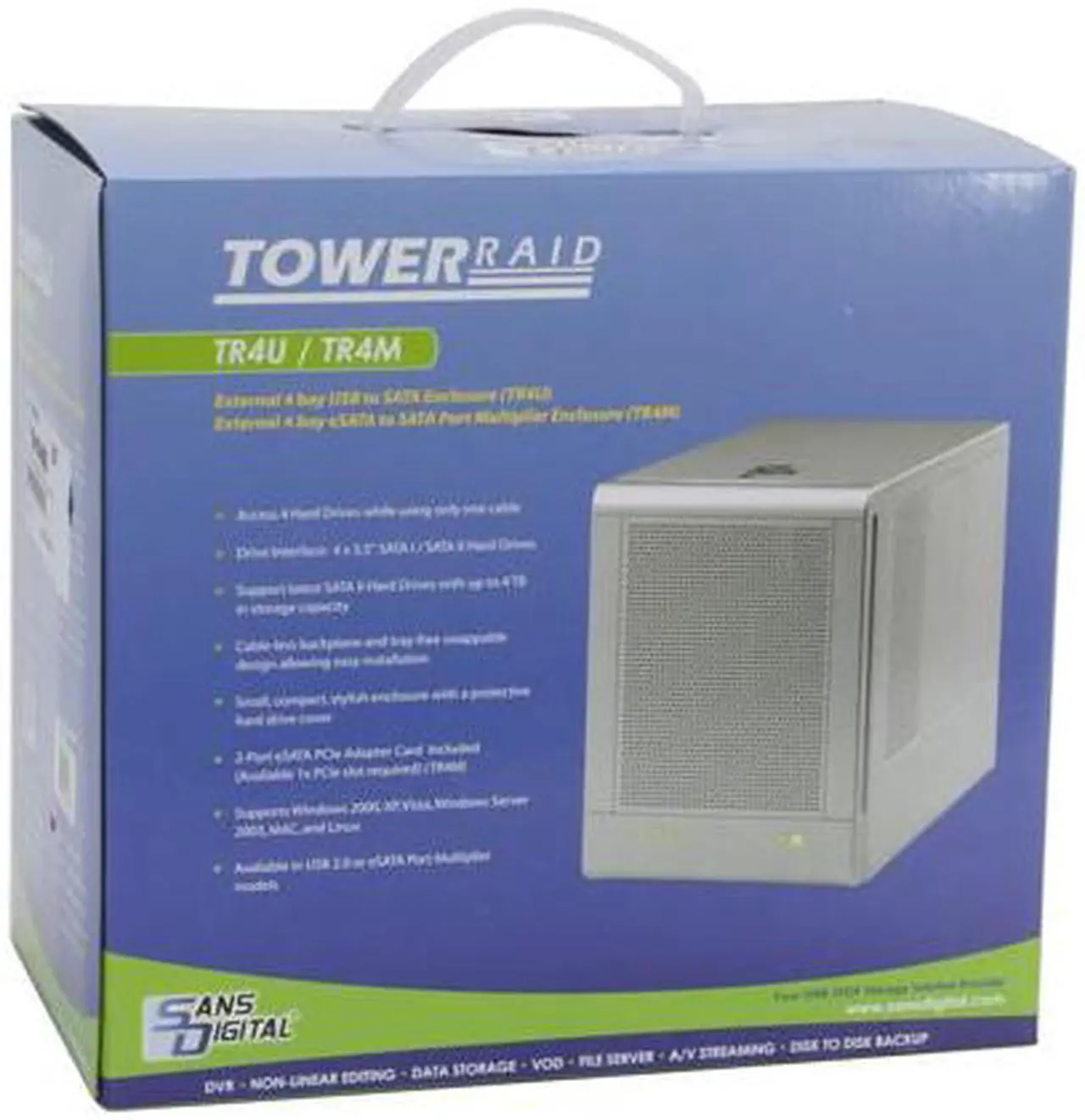 Alt view image 8 of 8 - SANS DIGITAL TR4M RAID 0, 1, 10, 5, 5+spare, spanning and JBOD 4 3.5" Drive Bays eSATA 3Gbps (via Port Multiplier) 4 Bay SATA to eSATA (Port Multiplier) JBOD Enclosure