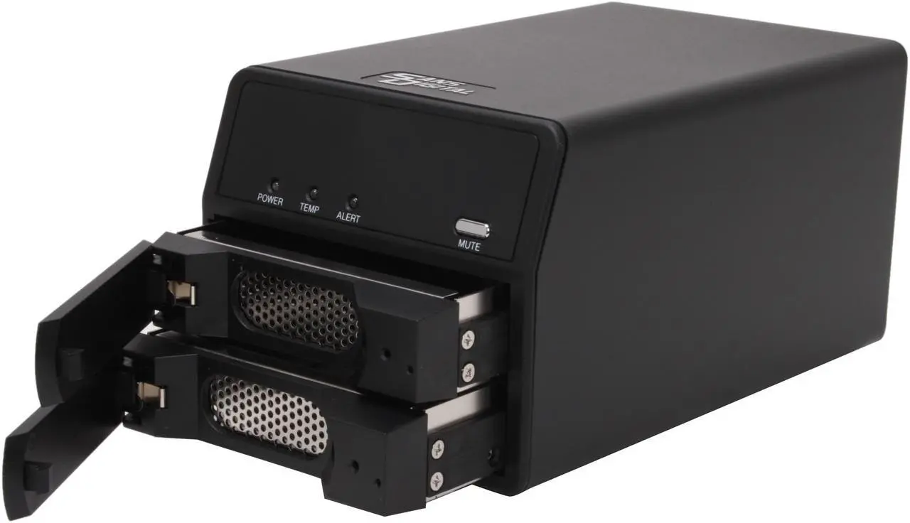 Alt view image 3 of 7 - SANS DIGITAL MobileSTOR MS2UTN+B Big (Spanning), Safe (RAID1), Fast (RAID 0), JBOD, SAFE33, & SAFE50, GUI mode allow customized RAID volume setting. 2 x Hot-Swappable 3.5" Drive Bays USB 2.0 (480Mbps) & eSATA (3.0 Gbps) 2 Bay SATA to eSATA/