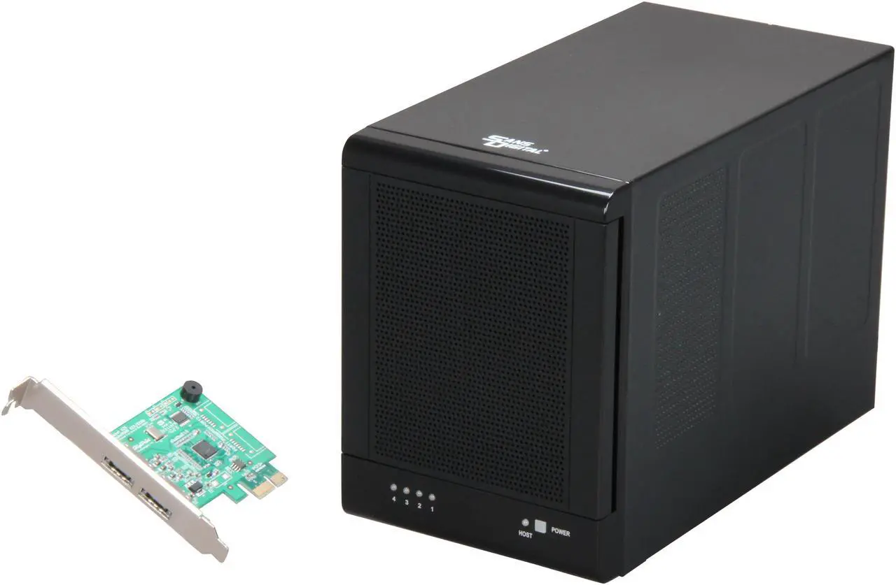 Main image of SANS DIGITAL TowerRAID TR4M-BP RAID 0, 1, 10, 5, 5+spare, Spanning and JBOD  (via Bundled RR622 RAID Controller Card) 4 3.5" Drive Bays eSATA (via Port Multiplier) PCIe 2.0 x1 for RR622 RAID Controller 4 Bay eSATA Port Multiplier JBOD Tower